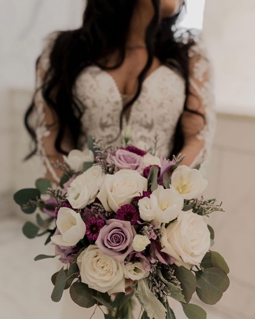 Lavender and White Bridal Bouquet