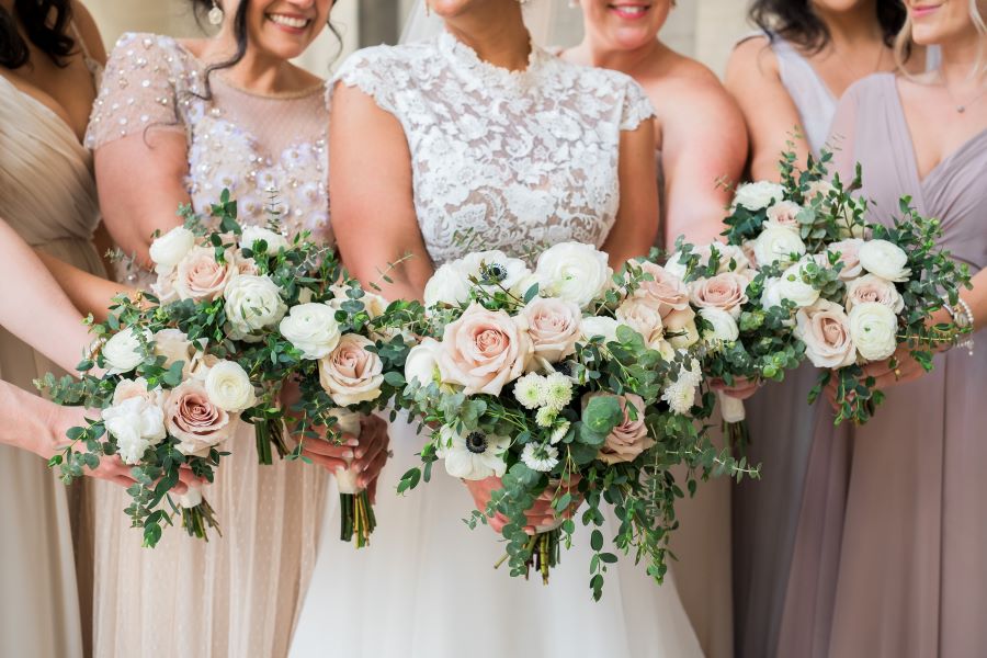 Blush and White Bouquets